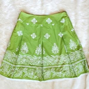 Talbots apple green boho fully lined cotton skirt size Petite 10